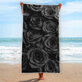 Black Rose Print Beach Towel