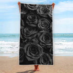 Black Rose Print Beach Towel