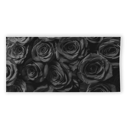 Black Rose Print Beach Towel