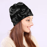 Black Rose Print Beanie
