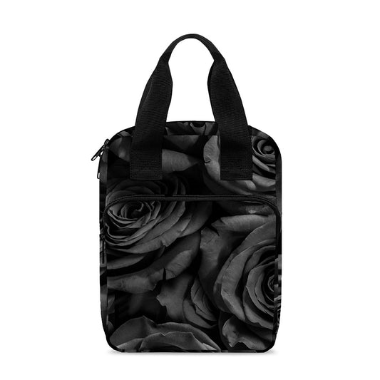 Black Rose Print Bible Tote Bag