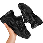 Black Rose Print Black Chunky Shoes