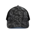 Black Rose Print Black Mesh Trucker Hat