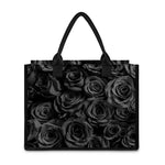 Black Rose Print Canvas Tote Bag