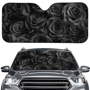 Black Rose Print Car Windshield Sun Shade