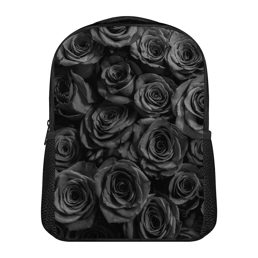 Black Rose Print Casual Backpack
