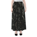 Black Rose Print Chiffon Maxi Skirt