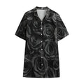 Black Rose Print Cotton Hawaiian Shirt