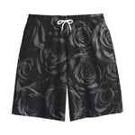 Black Rose Print Cotton Shorts
