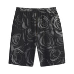 Black Rose Print Cotton Shorts