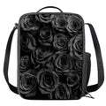 Black Rose Print Crossbody Lunch Bag