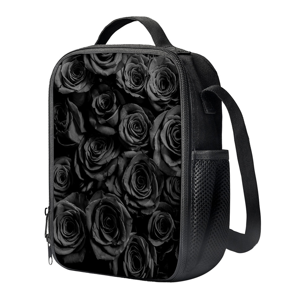 Black Rose Print Crossbody Lunch Bag