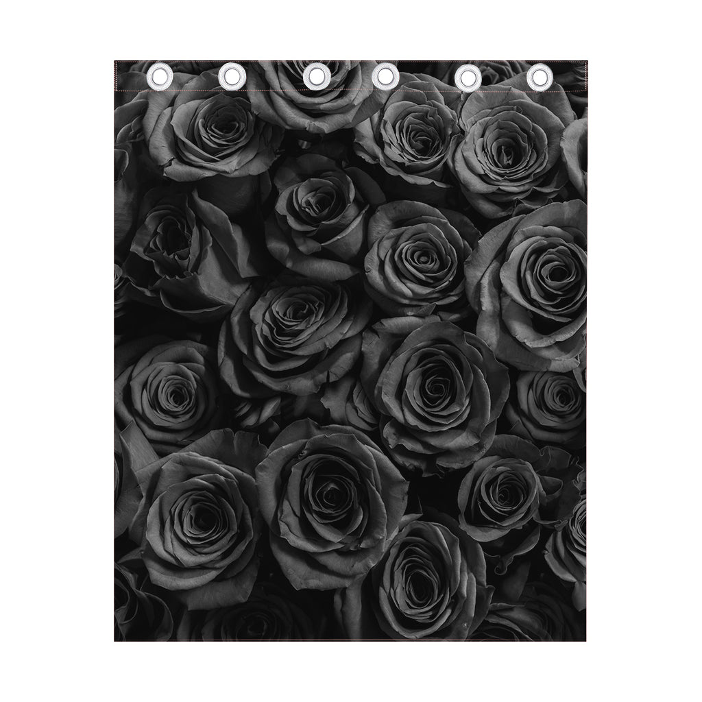 Black Rose Print Curtain