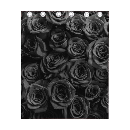Black Rose Print Curtain