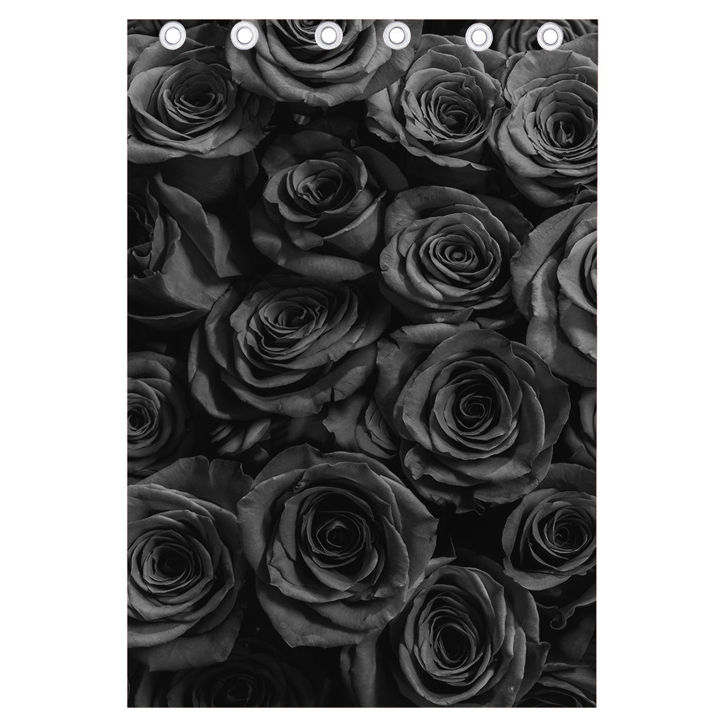 Black Rose Print Curtain