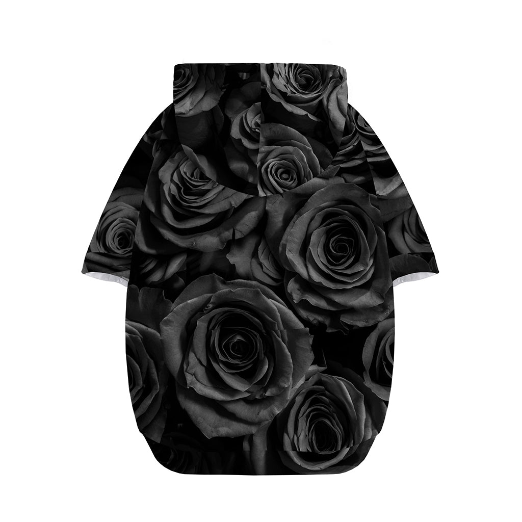 Black Rose Print Dog Zip Up Hoodie