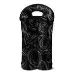 Black Rose Print Double Neoprene Wine Tote