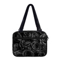 Black Rose Print Double Strap Bible Bag