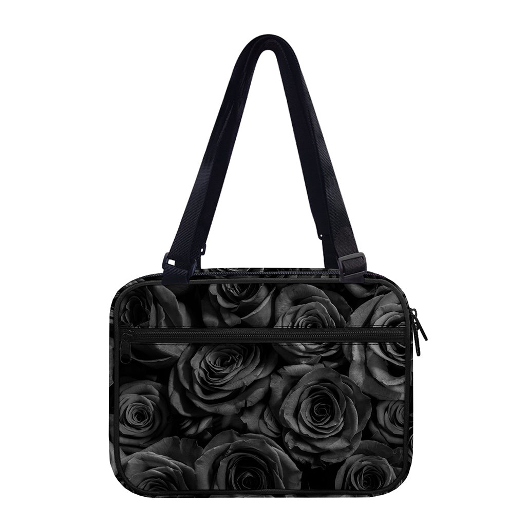 Black Rose Print Double Strap Bible Bag