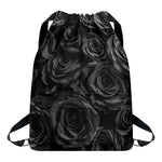 Black Rose Print Drawstring Backpack