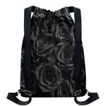 Black Rose Print Drawstring Backpack
