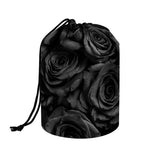 Black Rose Print Drawstring Makeup Bag