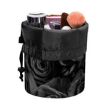 Black Rose Print Drawstring Makeup Bag