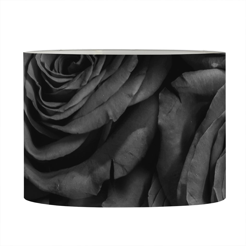 Black Rose Print Drum Lamp Shade