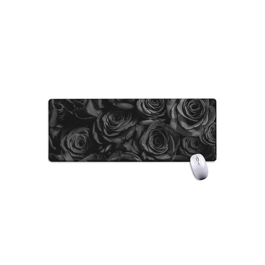 Black Rose Print Extended Mouse Pad