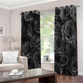 Black Rose Print Extra Wide Grommet Curtains