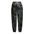 Black Rose Print Fleece Lined Knit Pants