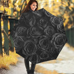 Black Rose Print Foldable Umbrella