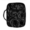 Black Rose Print Front Pocket Bible Bag