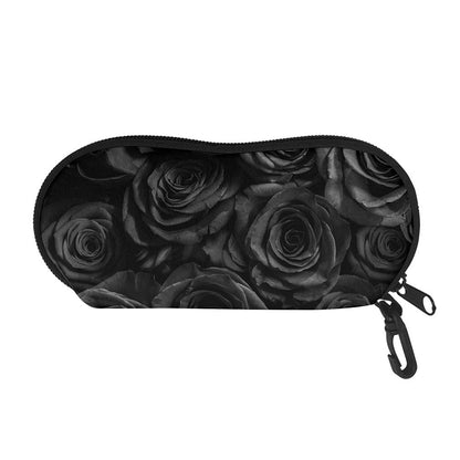 Black Rose Print Glasses Case