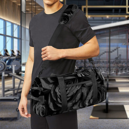 Black Rose Print Gym Bag