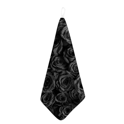 Black Rose Print Hand Towel