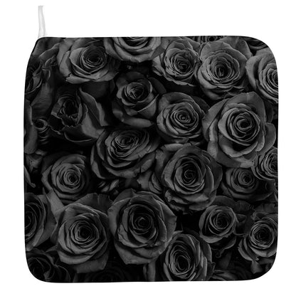 Black Rose Print Hand Towel