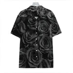 Black Rose Print Hawaiian Shirt