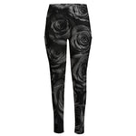 Black Rose Print High-Waisted Pocket Leggings