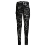 Black Rose Print High-Waisted Pocket Leggings