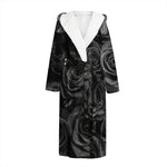 Black Rose Print Hooded Bathrobe