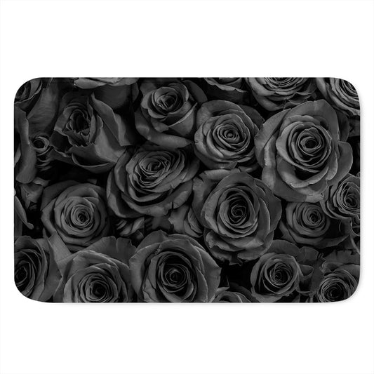 Black Rose Print Indoor Door Mat