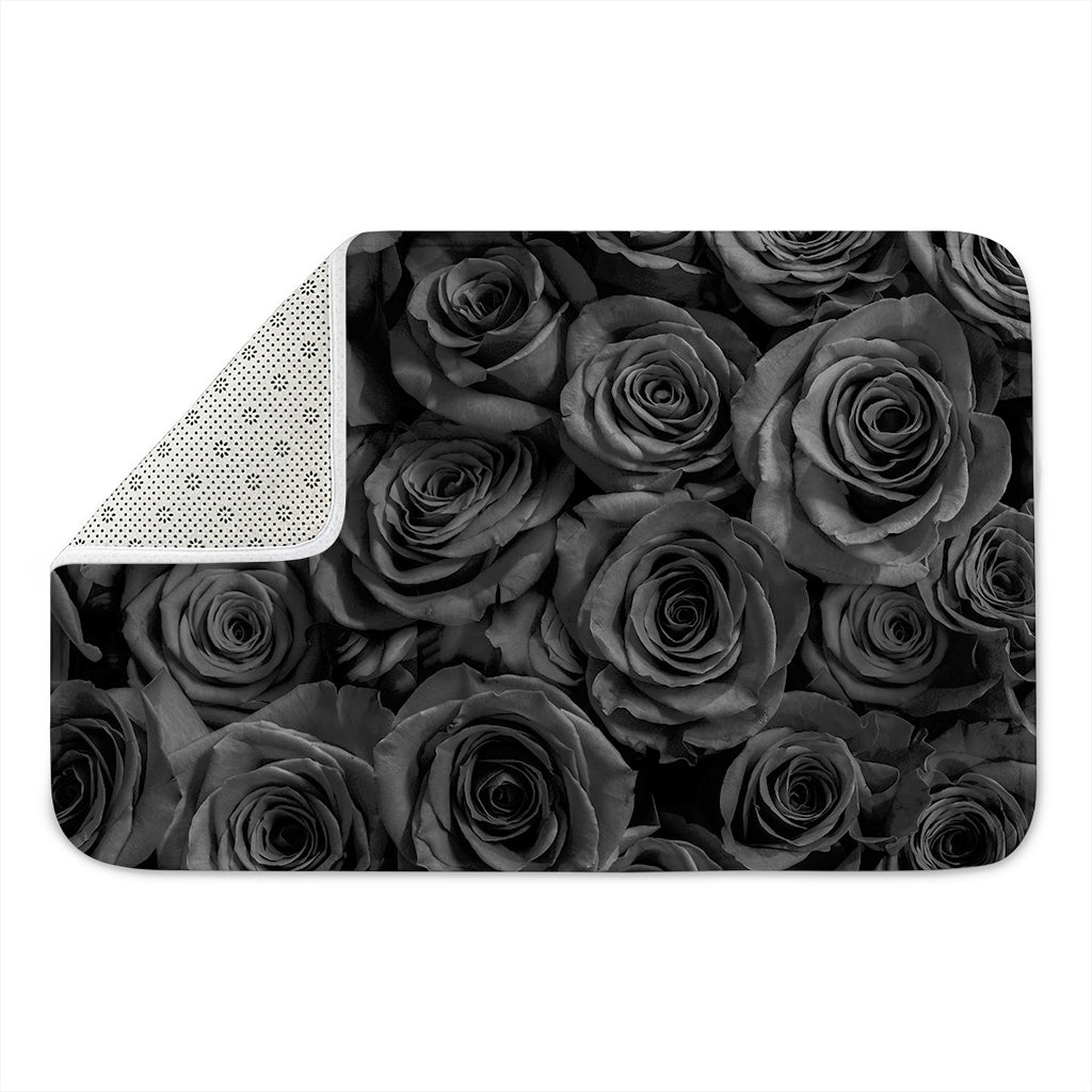 Black Rose Print Indoor Door Mat