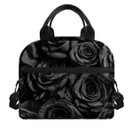 Black Rose Print Insulated Lunch Bag