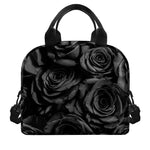 Black Rose Print Insulated Lunch Bag