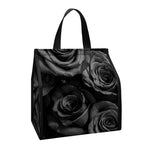 Black Rose Print Insulated Lunch Tote