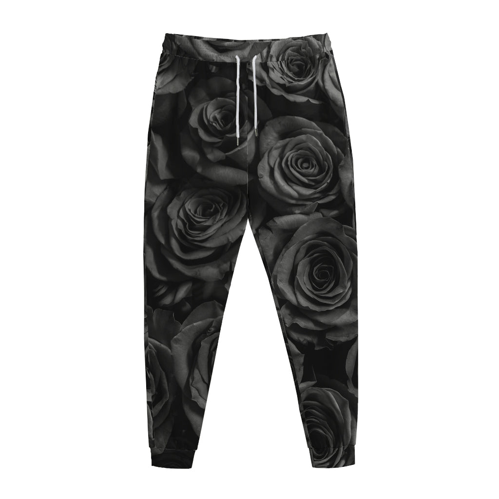 Black Rose Print Jogger Pants