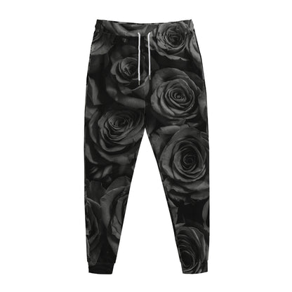 Black Rose Print Jogger Pants