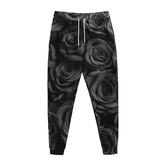 Black Rose Print Jogger Pants