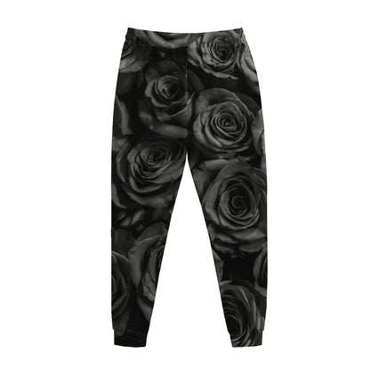 Black Rose Print Jogger Pants